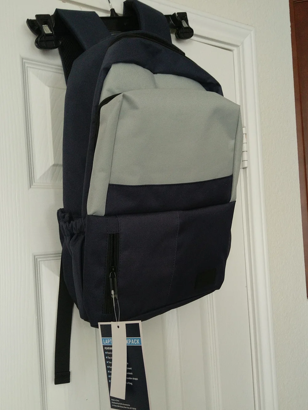 Duchamp London Two-Tone Navy and Light Gray Laptop School Backpack NWT